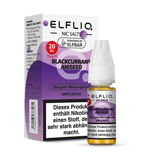 Elfliq by Elfbar Blackcurrant Aniseed 10ml Nikotinsalzliquid